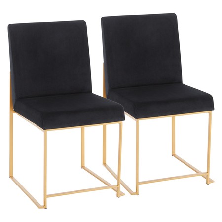 LUMISOURCE High Back Fuji Dining Chair in Gold and Black Velvet, PK 2 DC-HBFUJI AUVBK2